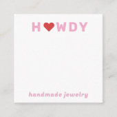Texas Howdy Heart Necklace Juwelier Display Card Begleitkarte (Vorderseite)