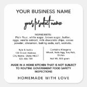 Texas Hütte Law Lebensmitteletikett Quadratischer Aufkleber (Vorderseite)