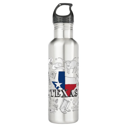 Texas Illustration Doodles Texas Texas Muster Edelstahlflasche (Vorderseite)