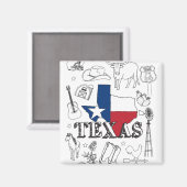 Texas Illustration Doodles Texas Texas Muster Magnet (Vorderseite/Rückseite)