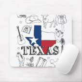 Texas Illustration Doodles Texas Texas Muster Mousepad (Mit Mouse)