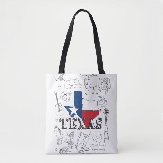 Texas Illustration Doodles Texas Texas Muster Tasche (Vorderseite)