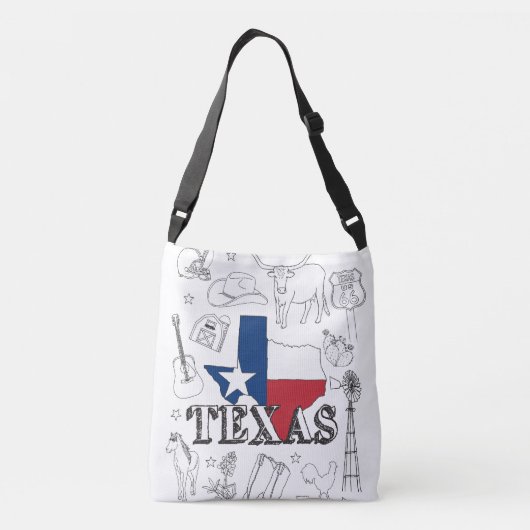 Texas Illustration Doodles Texas Texas Muster Tragetaschen Mit Langen Trägern (Rückseite)