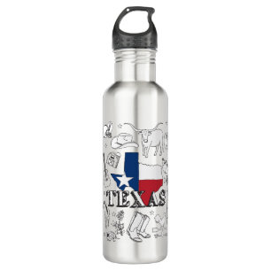 Texas Illustration Doodles Texas Texas Texas Muste Edelstahlflasche