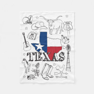 Texas Illustration Doodles Texas Texas Texas Muste Fleecedecke