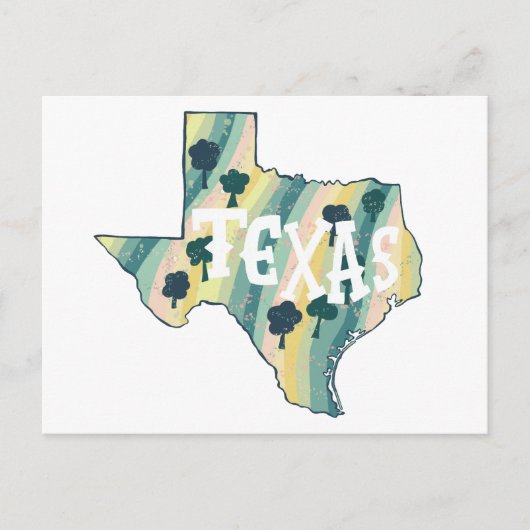 Texas Illustriert Map Colorful Bold Postkarte (Vorderseite)