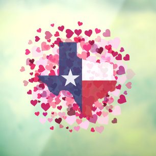 Texas im Herzen - Valentinstag Fensteraufkleber
