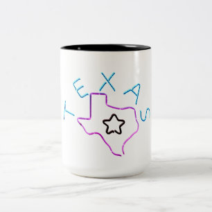 Texas im Neonlicht. Zweifarbige Tasse