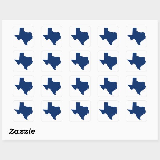 Texas in Blue Quadratischer Aufkleber (Blatt)