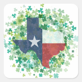 Texas in Clover - St. Patrick's Day Quadratischer Aufkleber