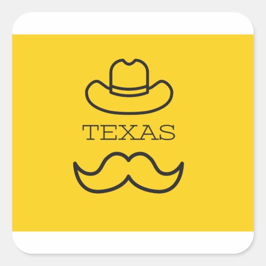 Texas in Gelb 2 Quadratischer Aufkleber (Vorderseite)