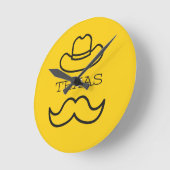 Texas in Gelb 2 Runde Wanduhr (Winkel)