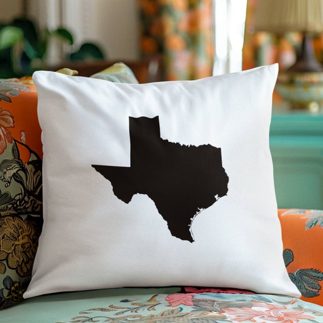 Texas in Schwarz und Weiß Kissen (Texas in Black and White Throw Pillow)