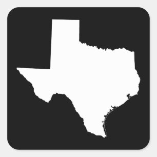 Texas in Weiß und Schwarz Quadratischer Aufkleber