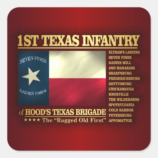 Texas Infantry (BA2) Quadratischer Aufkleber (Vorderseite)
