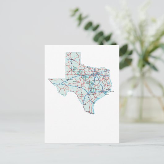Texas Interstate Map Postcard Postkarte (Stehend Vorderseite)