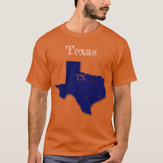 Texas Interstates [Navy Blue Design] T-Shirt (Vorderseite)