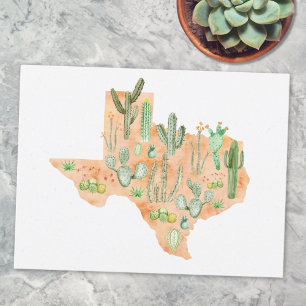 Texas-Kaktus-Aquarell-Illustrationskarte Postkarte