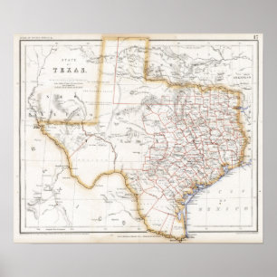 Texas-Karte 1857 Poster