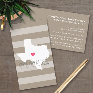Texas-Karte Heimatstaat Liebe mit individuellem He Visitenkarte