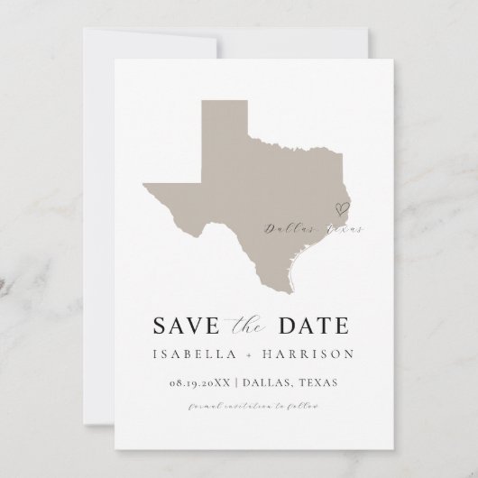 Texas Karte Save the Date Vorlage (Vorderseite)