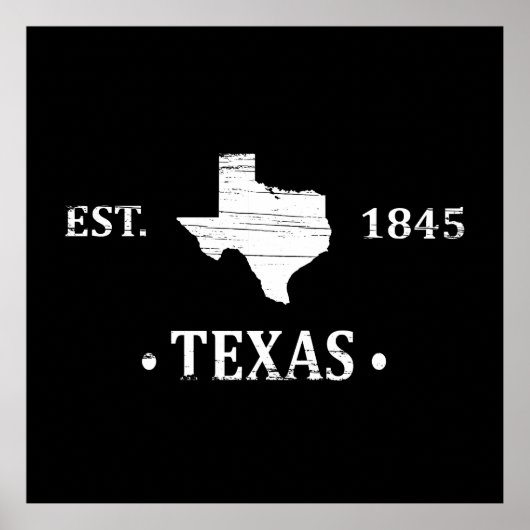 Texas Karte weiß der einstündige Staat Poster (Vorne)