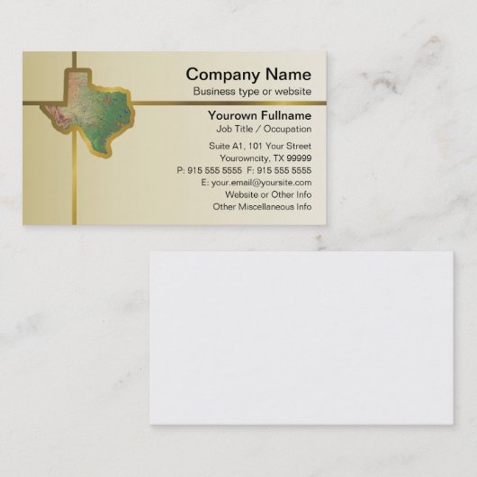 Texas-Karten-Visitenkarte Visitenkarte (Vorne/Hinten)