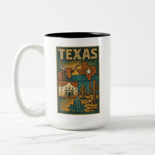 Texas Keramik Tasse - Staat Texas Coffee Cup (Links)