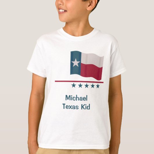 Texas Kid Word Wave Lone Star Flag T-Shirt (Vorderseite)
