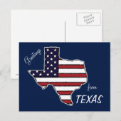 Texas Kontur American Flag anpassbare Postkarte (Vorne/Hinten)