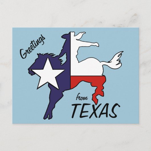 Texas-Kontur bucht Pferd Cowboy-Flagge Postkarte (Vorderseite)