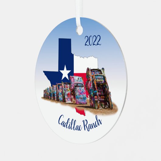 Texas Kontur & Cadillac Ranch Cars Ornament Aus Metall (Vorderseite links)
