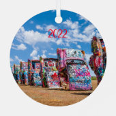 Texas Kontur & Cadillac Ranch Cars Ornament Aus Metall (Rückseite)