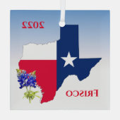 Texas Kontur & Flaggenfarben - Frisco Ornament (Rückseite)
