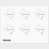 Texas-Kontur Runder Aufkleber (Blatt)