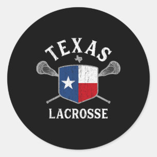 Texas Lacrosse T Shirt - Vintager Retro Lax Staat  Runder Aufkleber