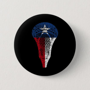 Texas Lacrosse Texan State Flag Lax Stick T-Shirt Button