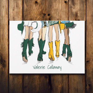 Texas Ladys Cowboy Boots Green Gold Mode Name Dankeskarte