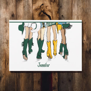 Texas Ladys Fashion Cowboy Boot Gold Green Dankeskarte