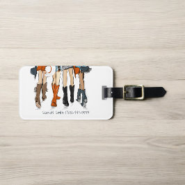 Texas Ladys Fashion Cowboy Boots Hats Orange Name Gepäckanhänger