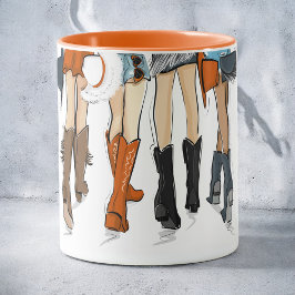Texas Ladys Fashion Cowboy Boots Hats Orange Name Tasse
