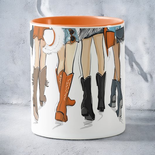 Texas Ladys Fashion Cowboy Boots Hats Orange Name Tasse