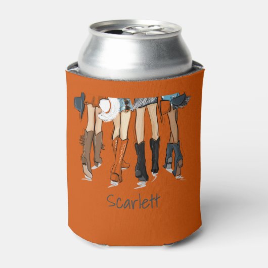 Texas Ladys Fashion Cowboy Boots Orange Custom Dosenkühler (Kanne Vorderseite)