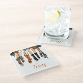 Texas Ladys Fashion Cowboy Boots Orange Custom Glasuntersetzer (Schrägansicht)