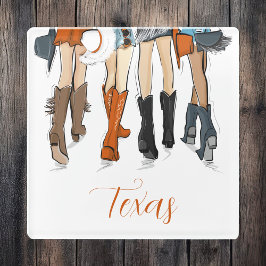 Texas Ladys Fashion Cowboy Boots Orange Custom Glasuntersetzer