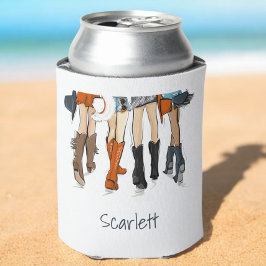 Texas Ladys Fashion Cowboy Boots White Custom Dosenkühler