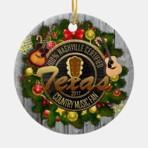 Texas-Land-Musikfan-Weihnachtsverzierung Keramik Ornament