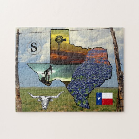 Texas - Landkarte, farbige Fotos 11x14 Größe Puzzle (Horizontal)