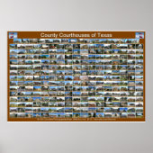 Texas Landkreis Courthouses Poster (braun, horizon (Vorne)