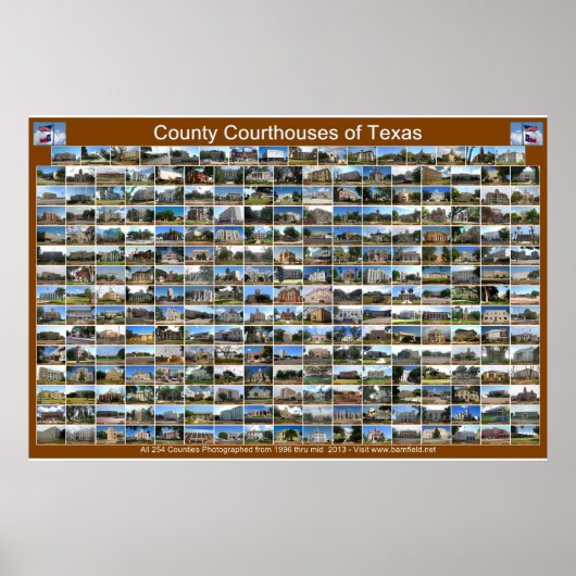 Texas Landkreis Courthouses Poster (braun, horizon (Vorne)